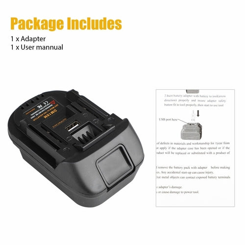USB Battery Adapter Converter For 20V DEWALT Milwaukee M18