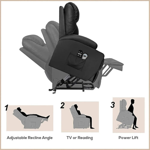 Power Lift Recliner Chair PU Leather with Massage for Elderly