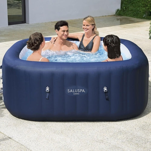 Saluspa Hawaii Airjet 4 to 6 Person Inflatable Hot Tub Square Portable