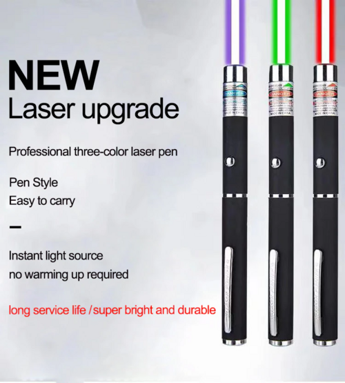 3 Pack 900Mile Laser Pointer Pen Green Blue Red Light Visible Beam
