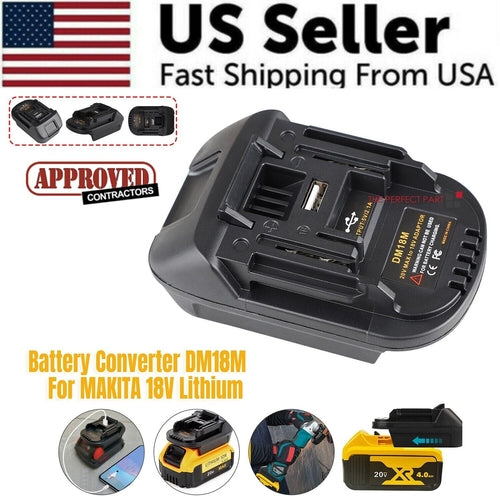 USB Battery Adapter Converter For 20V DEWALT Milwaukee M18