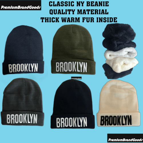 Classic NY Winter Hat Beanies with Thick Fur