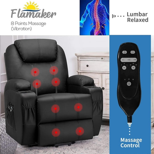 Power Lift Recliner Chair PU Leather with Massage for Elderly