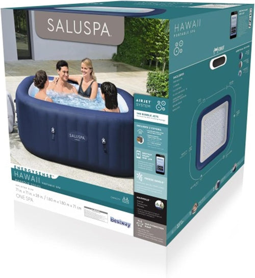Saluspa Hawaii Airjet 4 to 6 Person Inflatable Hot Tub Square Portable