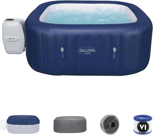 Saluspa Hawaii Airjet 4 to 6 Person Inflatable Hot Tub Square Portable